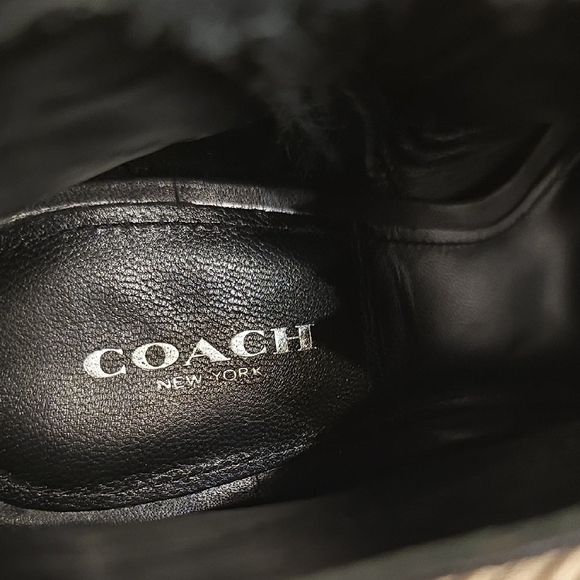 Coach Black Suede Heeled Boots with Lace-Up Design - Picture 2 of 13